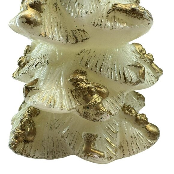 Vintage White 9" Christmas Tree Gold Painted Ornaments Never Burned Collectible - Picture 2 of 7